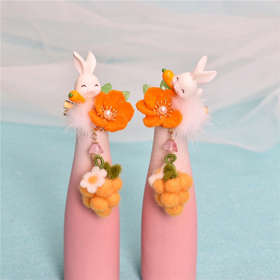 2 buc cleme de păr pentru iepuri tăiate morcov pentru fetițe femei cu ciucuri bile de păr perle agrafe de păr accesorii de păr la modă minunate