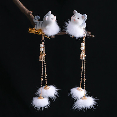 2 buc cleme de păr pentru iepuri tăiate morcov pentru fetițe femei cu ciucuri bile de păr perle agrafe de păr accesorii de păr la modă minunate