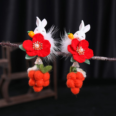 2 buc cleme de păr pentru iepuri tăiate morcov pentru fetițe femei cu ciucuri bile de păr perle agrafe de păr accesorii de păr la modă minunate