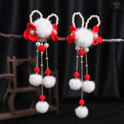 2 buc cleme de păr pentru iepuri tăiate morcov pentru fetițe femei cu ciucuri bile de păr perle agrafe de păr accesorii de păr la modă minunate