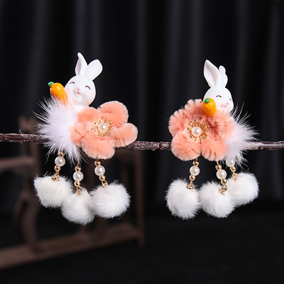 2 buc cleme de păr pentru iepuri tăiate morcov pentru fetițe femei cu ciucuri bile de păr perle agrafe de păr accesorii de păr la modă minunate