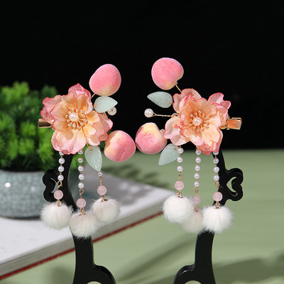 2 buc cleme de păr pentru iepuri tăiate morcov pentru fetițe femei cu ciucuri bile de păr perle agrafe de păr accesorii de păr la modă minunate