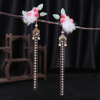 2 buc cleme de păr pentru iepuri tăiate morcov pentru fetițe femei cu ciucuri bile de păr perle agrafe de păr accesorii de păr la modă minunate