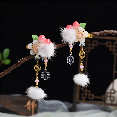 2 buc cleme de păr pentru iepuri tăiate morcov pentru fetițe femei cu ciucuri bile de păr perle agrafe de păr accesorii de păr la modă minunate