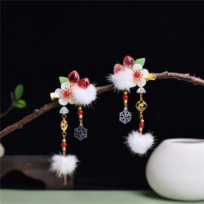 2 buc cleme de păr pentru iepuri tăiate morcov pentru fetițe femei cu ciucuri bile de păr perle agrafe de păr accesorii de păr la modă minunate