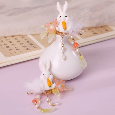 2 buc cleme de păr pentru iepuri tăiate morcov pentru fetițe femei cu ciucuri bile de păr perle agrafe de păr accesorii de păr la modă minunate