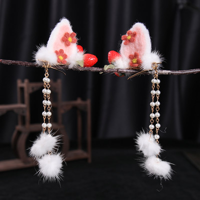 2 buc cleme de păr pentru iepuri tăiate morcov pentru fetițe femei cu ciucuri bile de păr perle agrafe de păr accesorii de păr la modă minunate