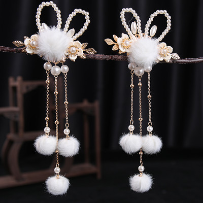 2 buc cleme de păr pentru iepuri tăiate morcov pentru fetițe femei cu ciucuri bile de păr perle agrafe de păr accesorii de păr la modă minunate