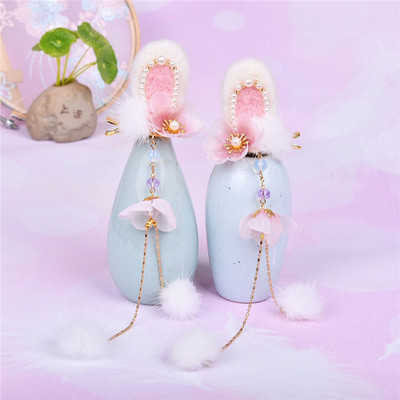 2 buc cleme de păr pentru iepuri tăiate morcov pentru fetițe femei cu ciucuri bile de păr perle agrafe de păr accesorii de păr la modă minunate