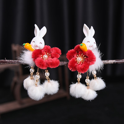 2 buc cleme de păr pentru iepuri tăiate morcov pentru fetițe femei cu ciucuri bile de păr perle agrafe de păr accesorii de păr la modă minunate