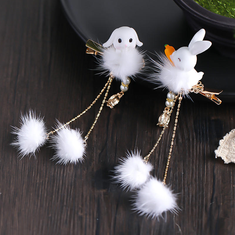 2 buc cleme de păr pentru iepuri tăiate morcov pentru fetițe femei cu ciucuri bile de păr perle agrafe de păr accesorii de păr la modă minunate