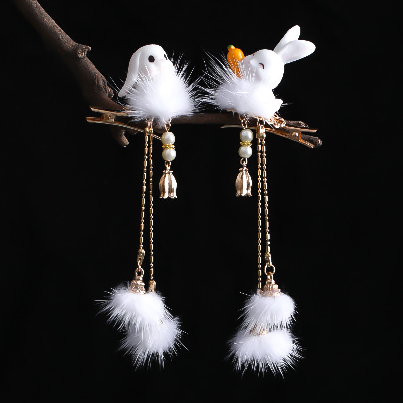 2 buc cleme de păr pentru iepuri tăiate morcov pentru fetițe femei cu ciucuri bile de păr perle agrafe de păr accesorii de păr la modă minunate