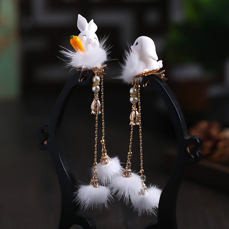 2 buc cleme de păr pentru iepuri tăiate morcov pentru fetițe femei cu ciucuri bile de păr perle agrafe de păr accesorii de păr la modă minunate