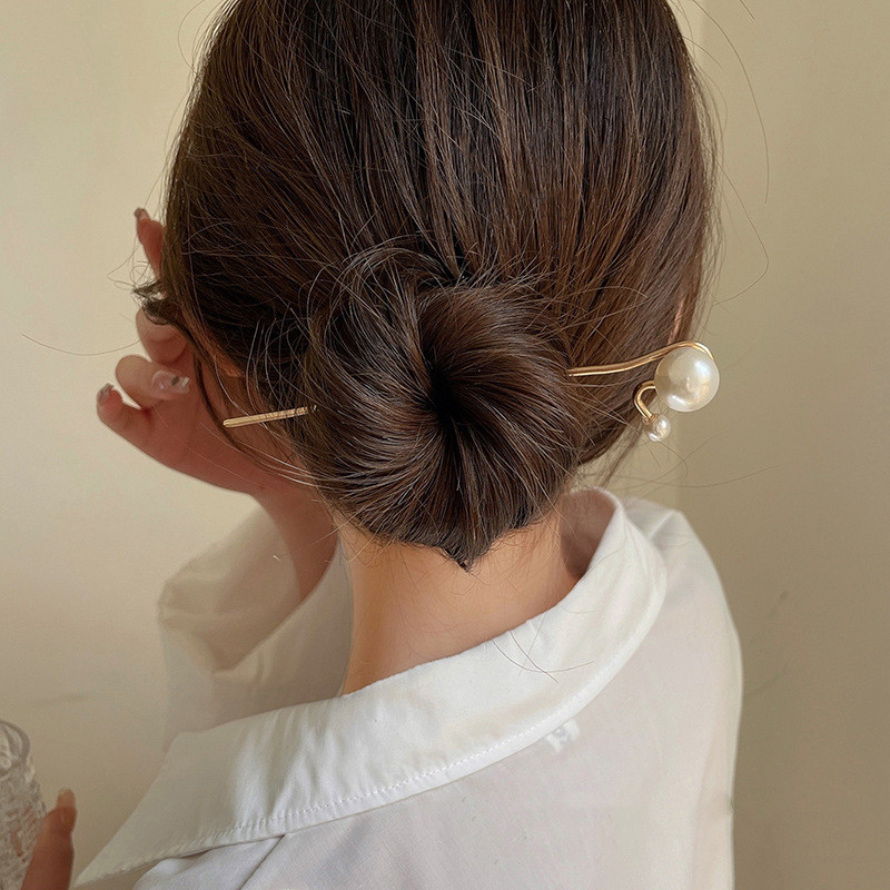 Nova ukosnica Štapići za kosu Minimalistički Big Pearl Trendy Punk Metalni dodaci za kosu Pokrivala za kosu Frizura za žene Nakit H048