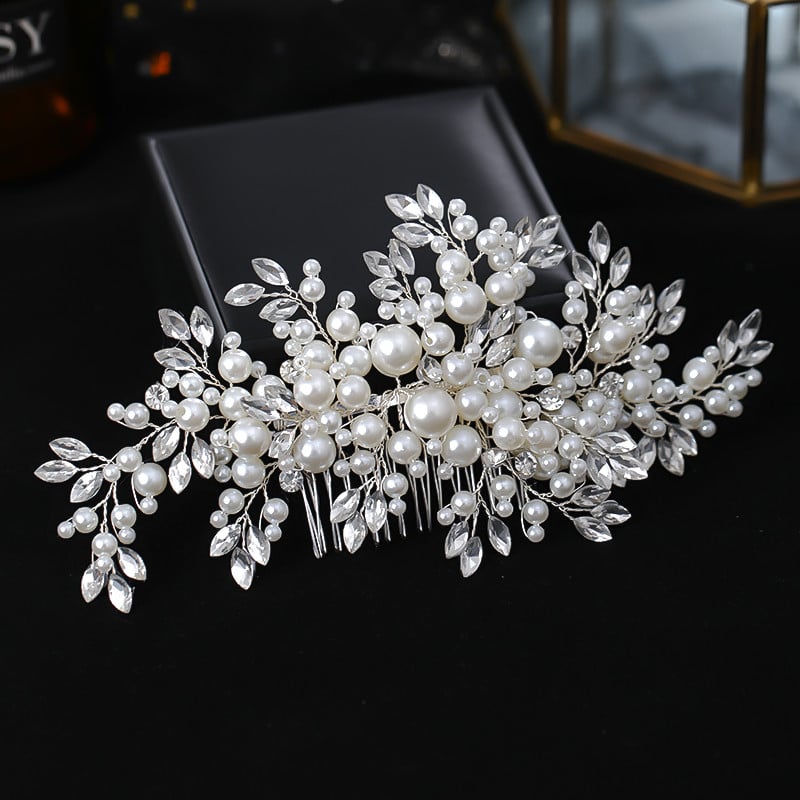 Pearl Fashion Esküvői Hajkiegészítők Ezüst színű Kristály Fejdísz Kézzel Készített Hajfésűk Menyasszonyi Hajékszerek Női