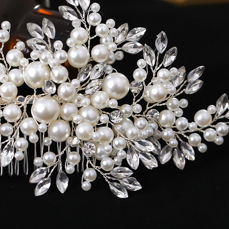Pearl Fashion Esküvői Hajkiegészítők Ezüst színű Kristály Fejdísz Kézzel Készített Hajfésűk Menyasszonyi Hajékszerek Női