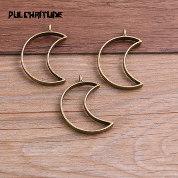 6Pcs 25*38mm 7 цветни аксесоари за бижута от сплав Moon Charm Кухо лепило Празна тава за висулка Безел