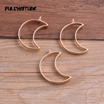 6Pcs 25*38mm 7 цветни аксесоари за бижута от сплав Moon Charm Кухо лепило Празна тава за висулка Безел