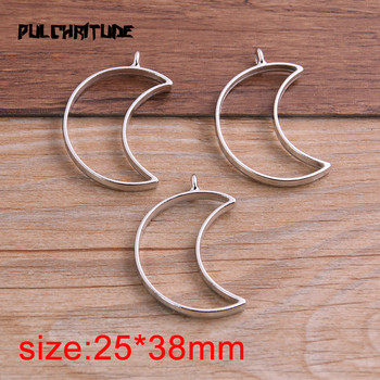 6Pcs 25*38mm 7 цветни аксесоари за бижута от сплав Moon Charm Кухо лепило Празна тава за висулка Безел