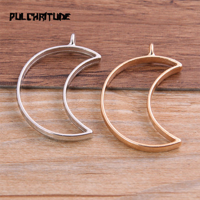 6db 25*38mm 7 színes ötvözet ékszer kiegészítők Moon Charm üreges ragasztó üres medál tálca előlap