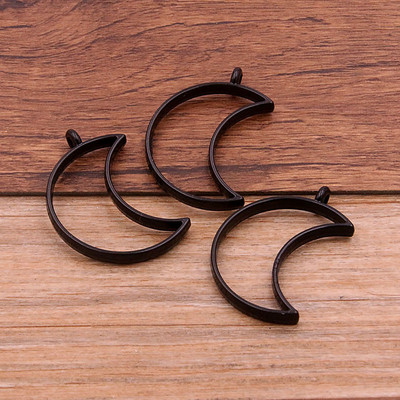 6db 25*38mm 7 színes ötvözet ékszer kiegészítők Moon Charm üreges ragasztó üres medál tálca előlap