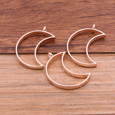 6db 25*38mm 7 színes ötvözet ékszer kiegészítők Moon Charm üreges ragasztó üres medál tálca előlap