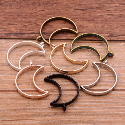 6db 25*38mm 7 színes ötvözet ékszer kiegészítők Moon Charm üreges ragasztó üres medál tálca előlap