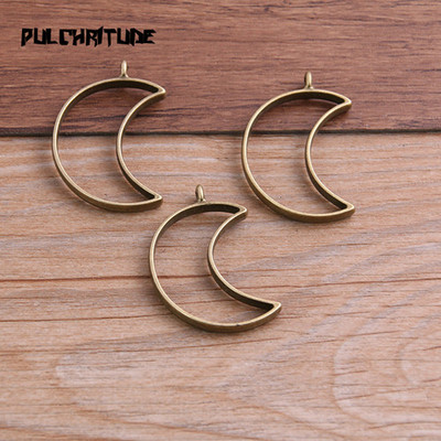 6db 25*38mm 7 színes ötvözet ékszer kiegészítők Moon Charm üreges ragasztó üres medál tálca előlap