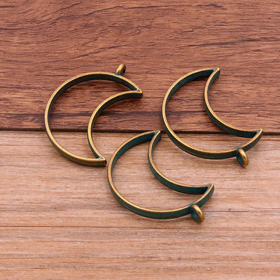 6db 25*38mm 7 színes ötvözet ékszer kiegészítők Moon Charm üreges ragasztó üres medál tálca előlap