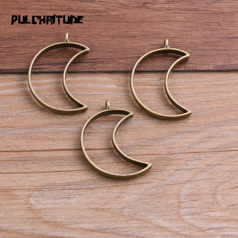 6db 25*38mm 7 színes ötvözet ékszer kiegészítők Moon Charm üreges ragasztó üres medál tálca előlap