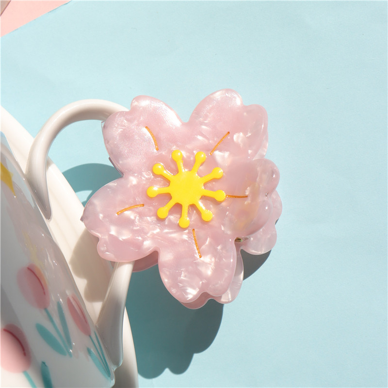 HANGZHI, retro, roz, Sakura, flori de cireș, acetat, agrafă de păr, gheare de păr de rechin, pentru femei, fete, pentru călătorie.