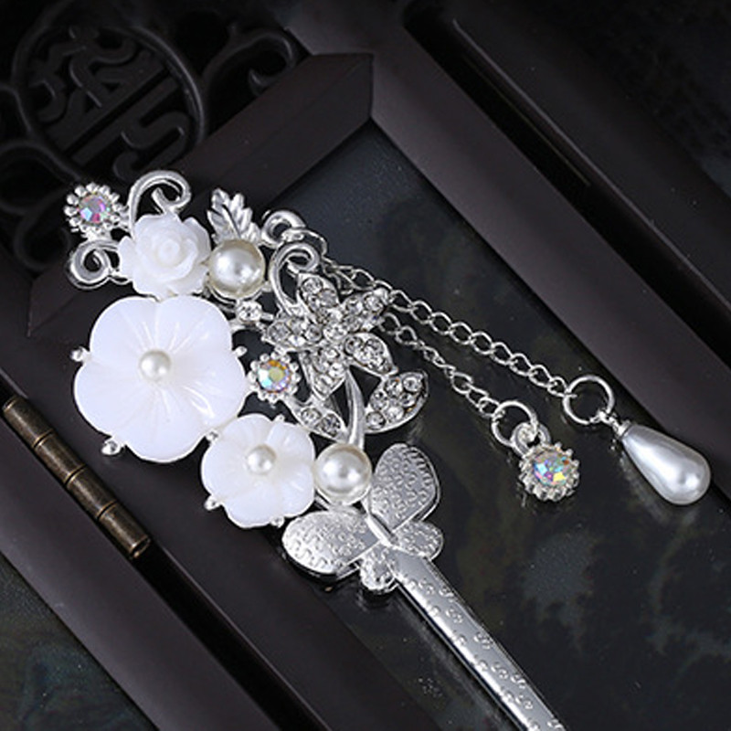 Hiina stiilis juuksepulgad metallist kivist juuksepulgad, naiste tuttid pärlililled, peakatted, juuksenõelad, juukseehted, aksessuaarid