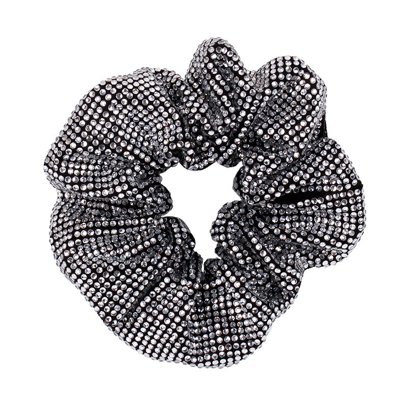 Divat strasszos Női Silk Scrunchie elasztikus kézzel készített haj fekete szalag lófarok tartó fejpánt haj kiegészítők
