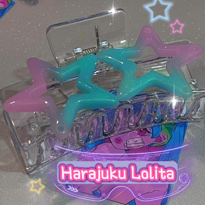 Harajuku Lolita Hollow Star Pentagrami juukseküünised naistele Sweet Girly Charm Trend Juukseklambrid Esteetika Y2k Juukseaksessuaarid Uus