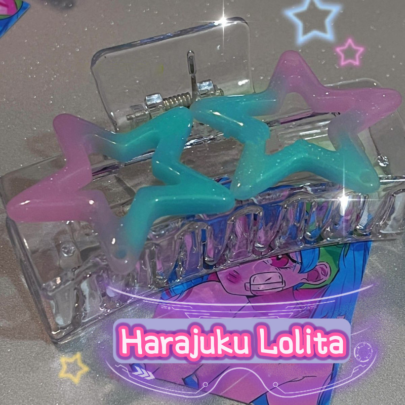 Harajuku Lolita Hollow Star Pentagrami juukseküünised naistele Sweet Girly Charm Trend Juukseklambrid Esteetika Y2k Juukseaksessuaarid Uus