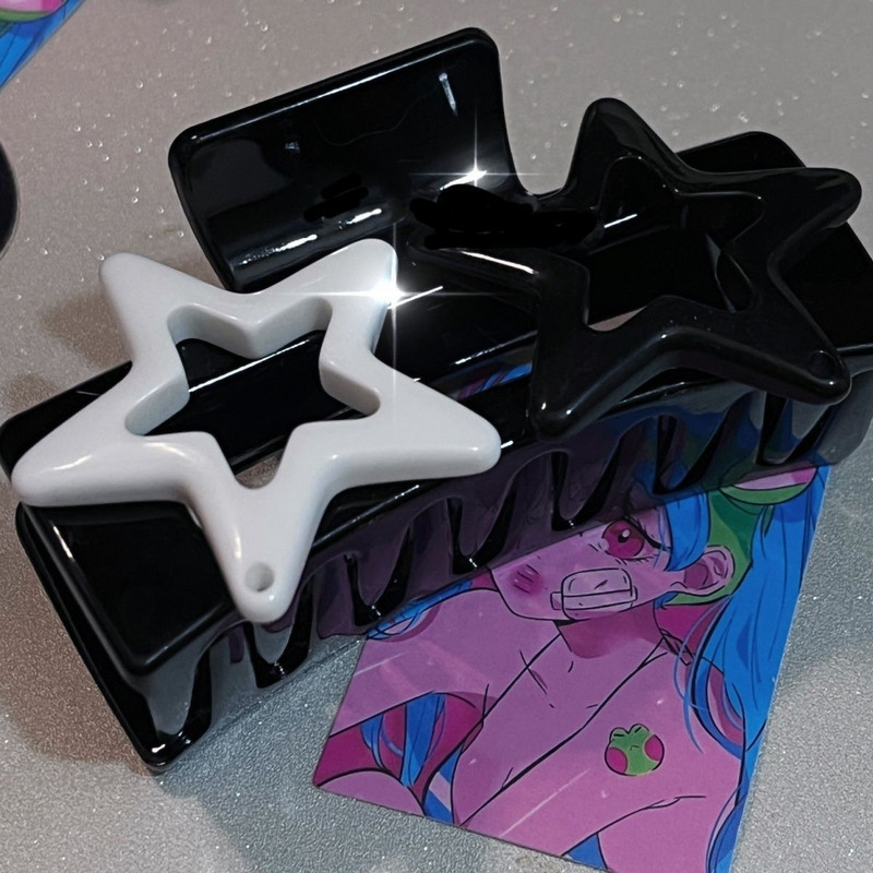 Harajuku Lolita Hollow Star Pentagrami juukseküünised naistele Sweet Girly Charm Trend Juukseklambrid Esteetika Y2k Juukseaksessuaarid Uus