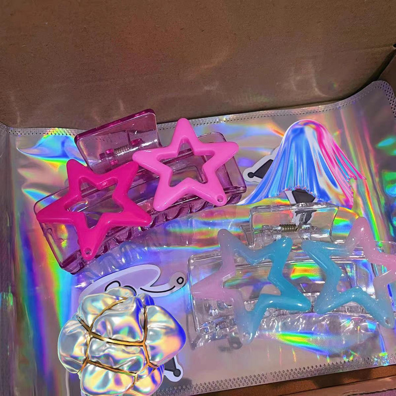 Harajuku Lolita Hollow Star Pentagrami juukseküünised naistele Sweet Girly Charm Trend Juukseklambrid Esteetika Y2k Juukseaksessuaarid Uus