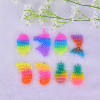 6 τμχ/συσκευασία Μεγάλο μέγεθος Kawaii Charms Rainbow Unicorn Mermaid Popsicle Pineapple Charms for DIY Jewelry