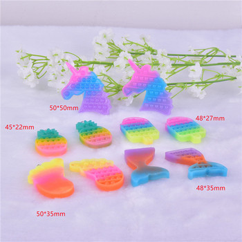 6 τμχ/συσκευασία Μεγάλο μέγεθος Kawaii Charms Rainbow Unicorn Mermaid Popsicle Pineapple Charms for DIY Jewelry