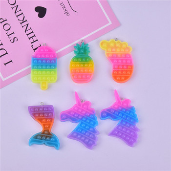 6 τμχ/συσκευασία Μεγάλο μέγεθος Kawaii Charms Rainbow Unicorn Mermaid Popsicle Pineapple Charms for DIY Jewelry