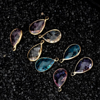 10 ΤΕΜ/Παρτίδες Copper Candy Color Water Drop Crystal Charms For Jewelry Making Handmade Crystal Tear pendant