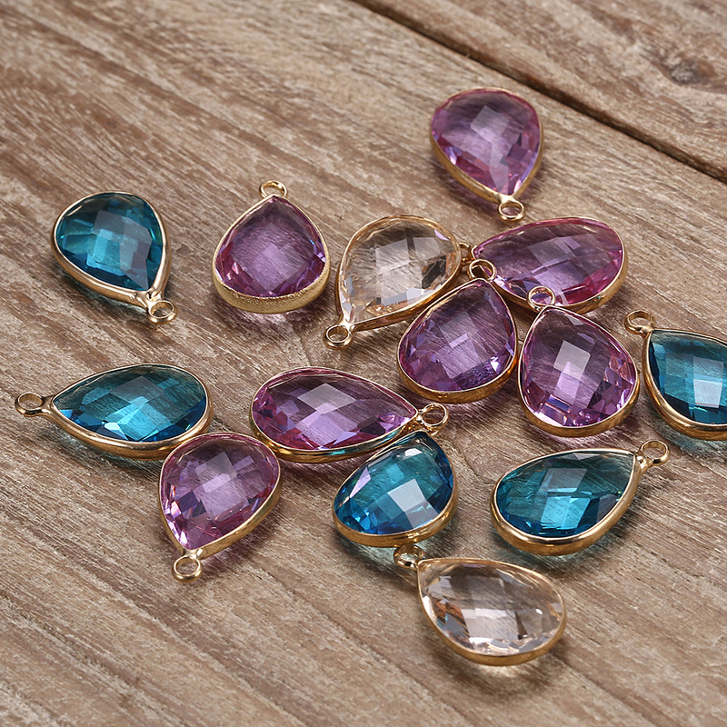 10 tk/partii vaskkompveki värvi vesitilga kristallvõlusid ehete meisterdamiseks käsitsi valmistatud kristallist pisarripatsite tarvikud