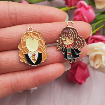 10PCS Талисман от сплав Карикатура Висулка Magic School Charm за Колие Гривна Направи си сам Аксесоари Бижута Ключодържател Талисмани Jewlery Charms