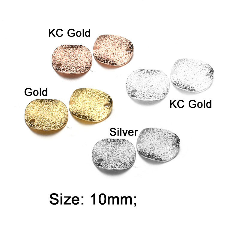 50 tk/partii 10 mm vasest võluripatsid Ebaühtlane ümmargune messingist toon Stardust Tühi tembeldussildi amulettid isetegemise ehete valmistamiseks