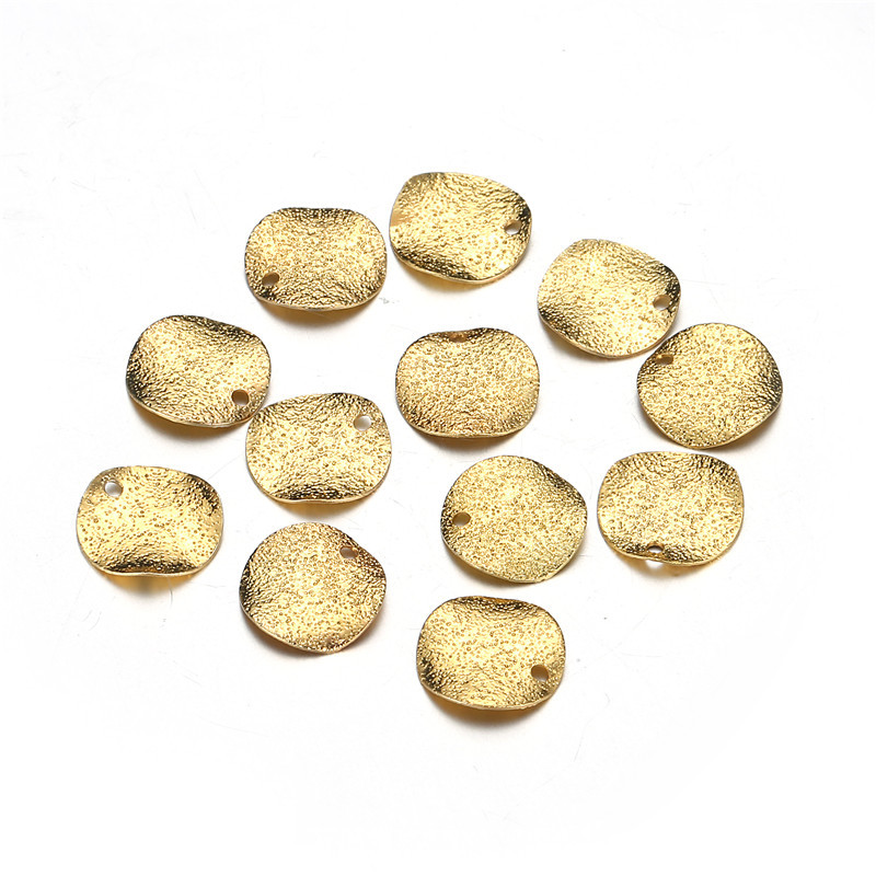 50 tk/partii 10 mm vasest võluripatsid Ebaühtlane ümmargune messingist toon Stardust Tühi tembeldussildi amulettid isetegemise ehete valmistamiseks