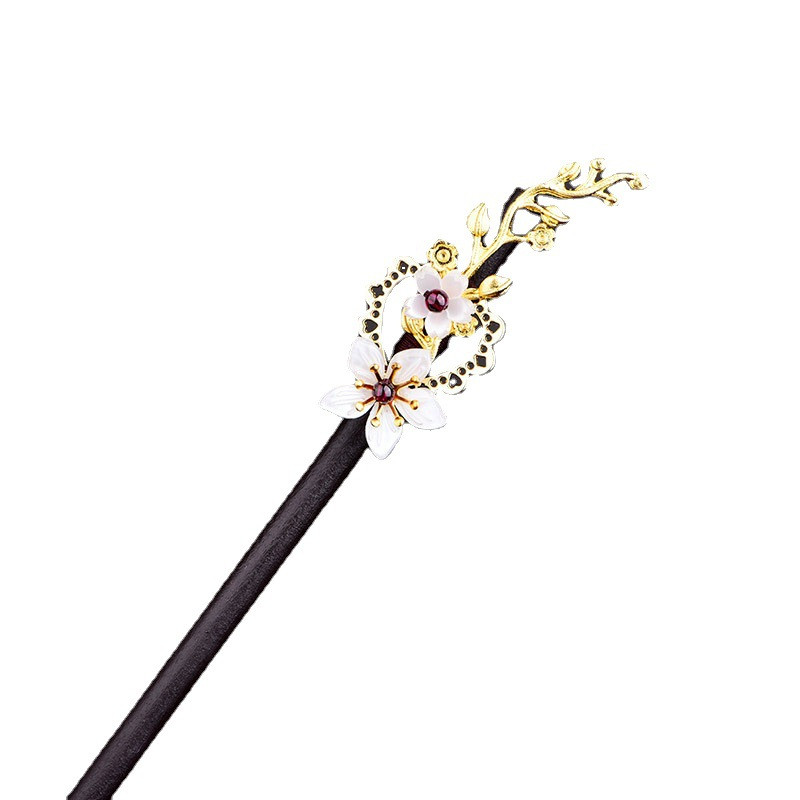 Elegantne moevärv säilitavad vaselehed granaatlilled puidust juuksepulgad Vana-Hiina palee printsessi juukseehted