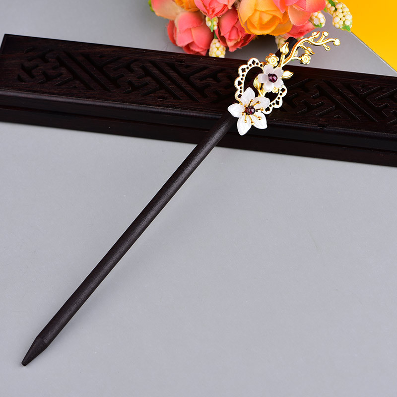 Elegantne moevärv säilitavad vaselehed granaatlilled puidust juuksepulgad Vana-Hiina palee printsessi juukseehted