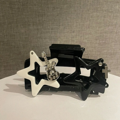 Y2k Hollow Star Cross Guitar Hair Claws Sweet Cool Aesthetic Trend Juukseklamber naistele Jaapani Harajuku Juukseaksessuaarid Kingitus