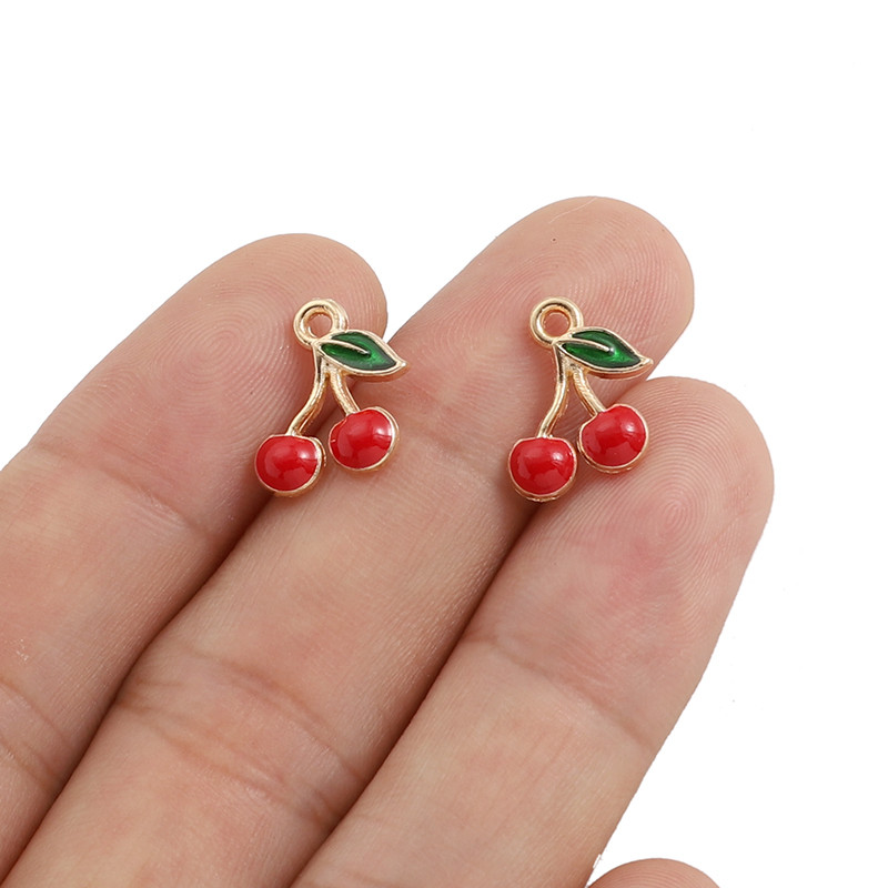 20 tk emailiga mini-puuvilja-kirssvõlusid kirssidega ripatsid kõrvarõngaks kaelakeed käsitsi valmistatud käsitööna ehete aksessuaarid