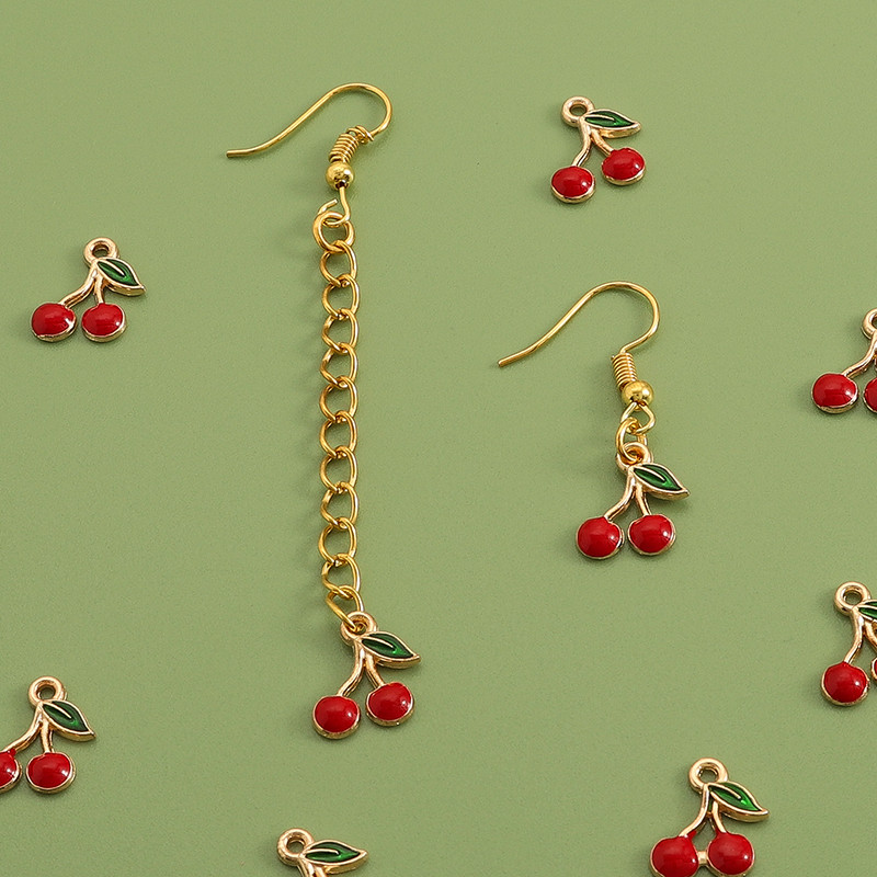 20 tk emailiga mini-puuvilja-kirssvõlusid kirssidega ripatsid kõrvarõngaks kaelakeed käsitsi valmistatud käsitööna ehete aksessuaarid